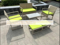 수작업 라탄 직물 커피 테이블 의자 야외 식사 및 휴식 테이블 의자 오스만 가구 세트