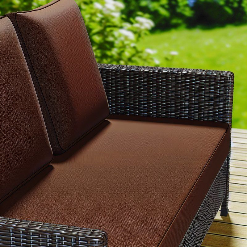 5-Piece Brown Outdoor Rattan Sofa Set with Table Weatherproof